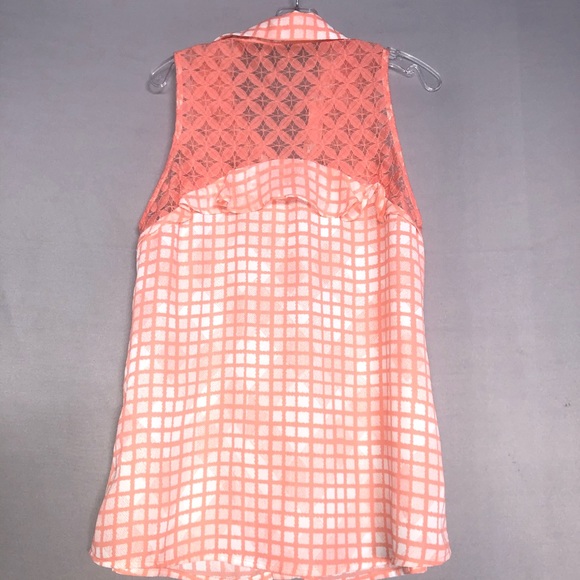 Candies Coral gingham button up tank top size s - Picture 3 of 7
